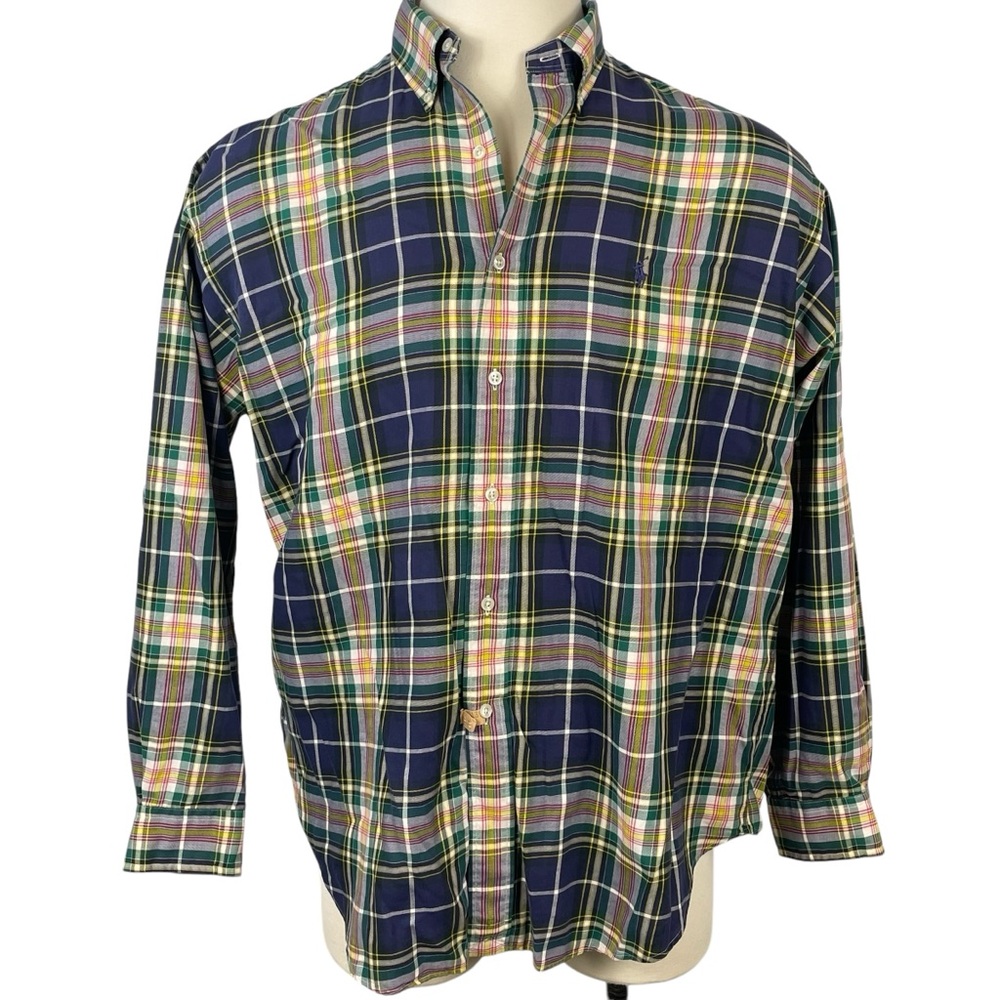 Men's Ralph Lauren‎ Blake Plaid 100% Cotton Long Sleeve Button Down *Large* 0263